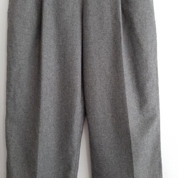 Diane von Furstenberg DVF / Ellis Leather Trim Waist High Rise Gray Trousers 4 - Picture 4 of 16